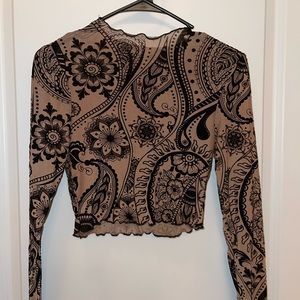 Lettuce Trim Flocked Mesh Crop Top